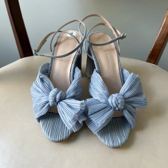 Loeffler Randall blue bow textured Camellia heels - Picture 2 of 7